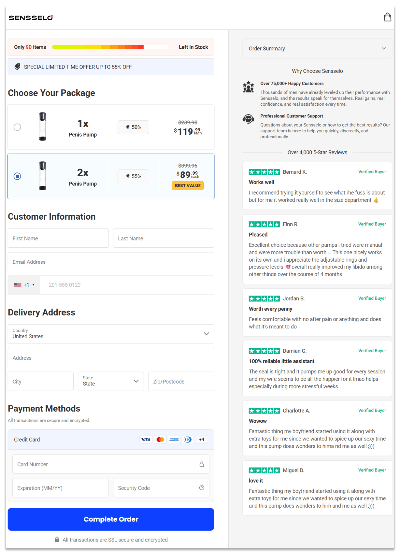 Sensselo Male Enhancement secure checkout page